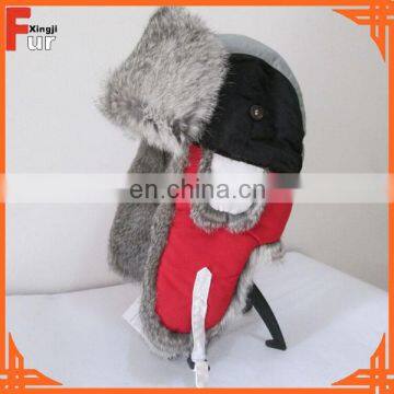 Rabbit Fur Trapper Hat with Cloth Cover