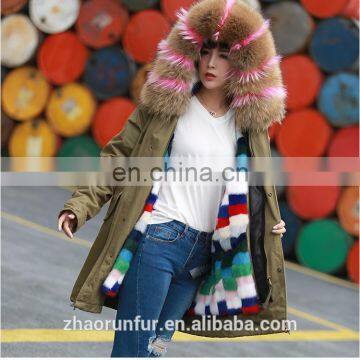 real sexy women mink fur lined parka coat