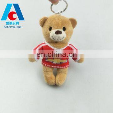 cheap teddy bear keychain toy 10cm with t-shirt custom logo