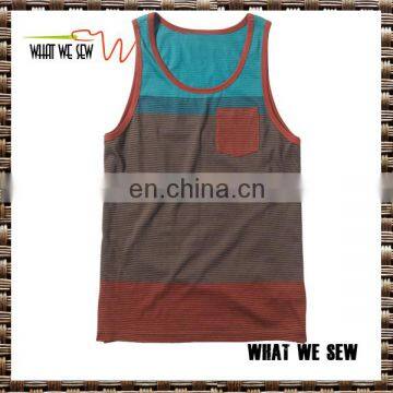 Custom Pocket Tank Top Men Contrast Color Tank Tops for Men photo-2