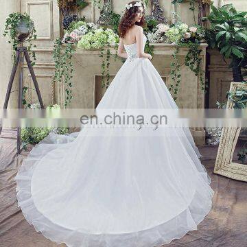 Glamorous Sweetheart Sleeveless Beaded Belt Lace-Up Court Train Organza Wedding Dresses SQS040 photo-6