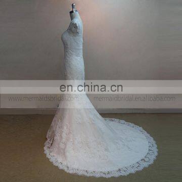 Terse Fish Cut Sweet Heart Cap Sleeve Lace Wedding Party Dress photo-2