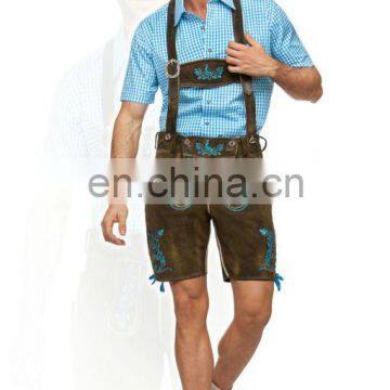 German-Bavarian-Oktoberfest-Trachten-Short-Length-Lederhosen-Men's Leather Shorts Brown ocean