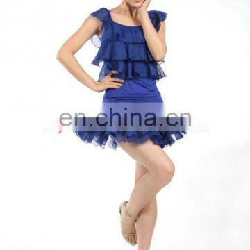 Two-piece practice latin dance clothes with top and skirt L-7021#