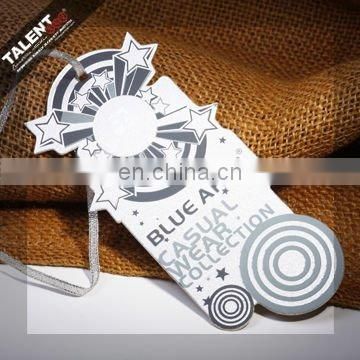 custom special design silver craft paper jeans hangtag