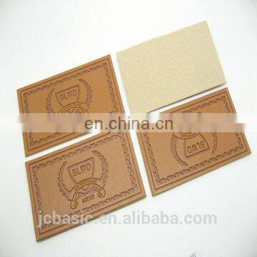 Custom Logo Embossed pu Leather Patches Leather Clothing Label photo-2