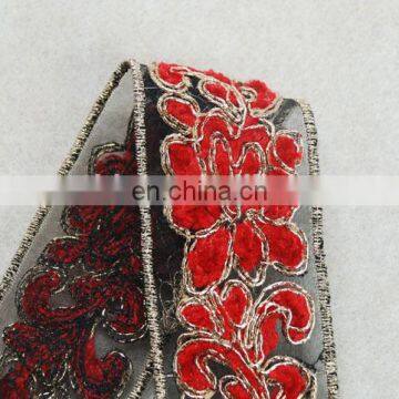 New Products Red Lint Flower With Gold Lurex Voile Trim photo-4