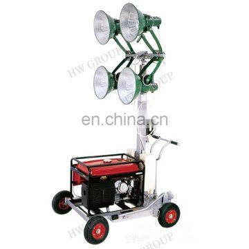 Diesel generator light tower with led lights & mobile light bulb car