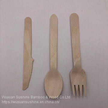 3 Pieces Wooden Cutlery,Contains Fork,Spoon and Knife,Made of Birch photo-2