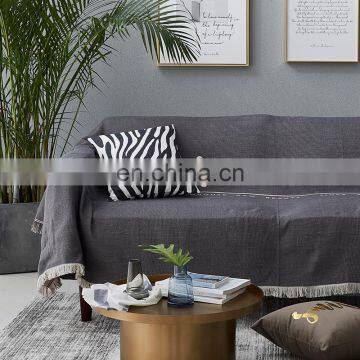 RAWHOUSE Nordic Pink Gray Plain Color Cotton Throw Blanket Woven photo-6