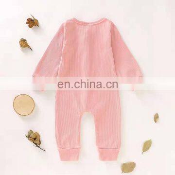 Popular Newborn Baby Plain Longsleeve Leggings Romper Ribbed Stripes Rompers