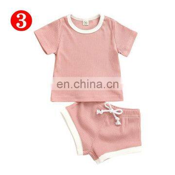 RST Short Sleeve Tops T-shirt + Shorts Pants Set Ribbed Solid Outfits Baby Boys' Clothing Sets Kids Clothing photo-6
