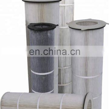 Cylindrical Industrial Filter Cartridge PTFE Membrane Wide Pleat Spacing