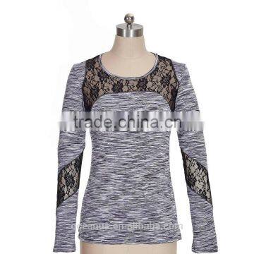 Poly/Nylon/Spandex Two Tone Jersey Ladies Yoga Shirts photo-3