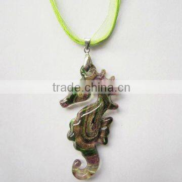 wholesale fashion Lampwork Glass Pendant Necklace Lampwork glass Necklace crystal pendant with wax cord