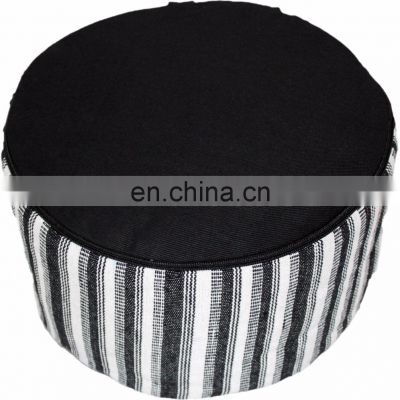 Cylindrical Zebra striped zafu hand loom fabric meditation cushion Indian supplier