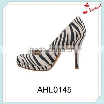 Fashion girls party dresses shoe making supplies heels trendy shoes with zebra-stripe