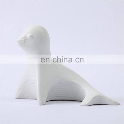 Black White Ceramic Seal Dog Animal Sculpture Home Bedroom Decor Accessories photo-5
