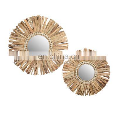 K&B wall hanging decorative round mirror home decor flower shape mirror with branch around