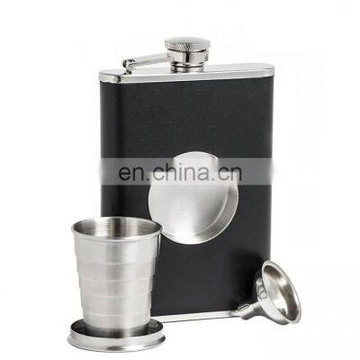 8 Oz Black Color Liquor Hip Flask Set With Collapsible Shot Glass And Funnel,Stainless Steel Copper Hip Flask