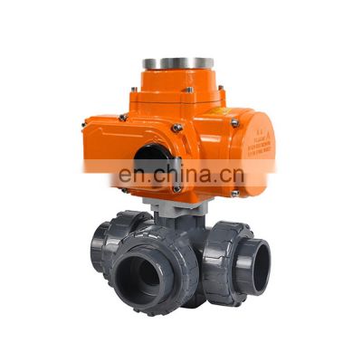 IP68 Waterproof 1 inch 220V Watertight Double Union PVC Three Way Electric Motorized Electric Ball Valve plastic ball valve