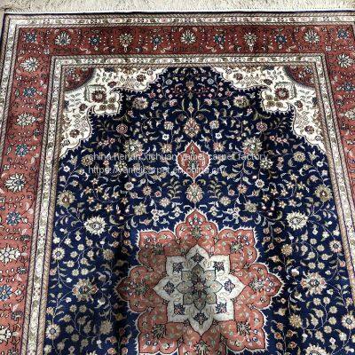 Yamei Lagend Blue Color Persian Silk Carpet and Rug 4x6ft photo-3