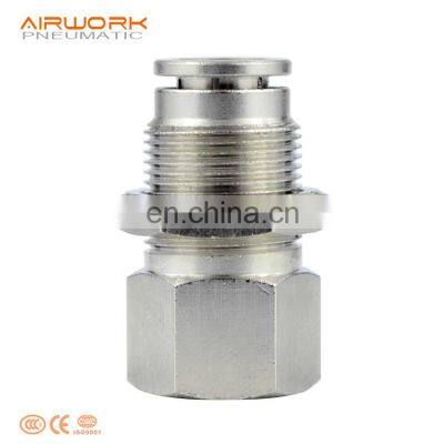 PMF Bulkhead Metal Pneumatic Fitting Joint Hose Connector Female Thread pt Npbt 1/8 1/4 3/4 photo-3