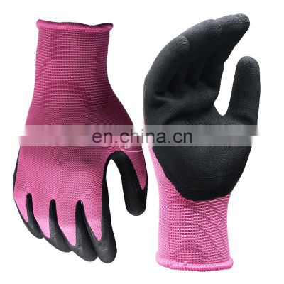 Ladies Women Pink Safety Latex Foam Rubber Coated Garden Work Gloves