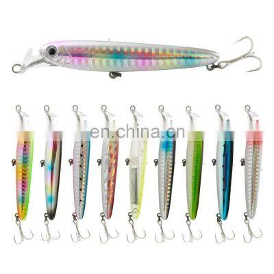 JOHNCOO Hard Body Fishing Lures 75mm 95mm Hard Stickbaits Plastic Saltwater Fishing Lures Hard Pencil Squid Jigs Lures