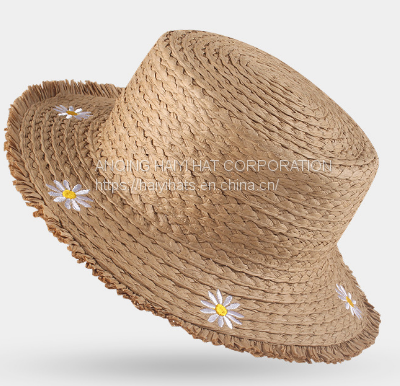 Summer casual hat small daisy simple atmosphere Sun hat hand woven straw hat