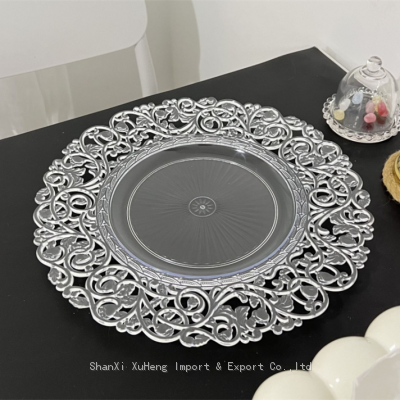 Luxury Clear Charger Plates Wedding Transparent Reusable Pp Plastic Charger Plates For Events Wedding Party Banquet