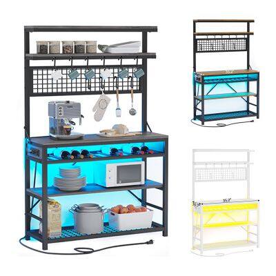 4-Tier multi-functional shelving with LED lights