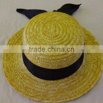 Round Top Fashion Ladies Straw Hats With Ribbon