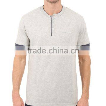 Fashionable Custom Mens Grey Henley Neck T-shirts photo-2