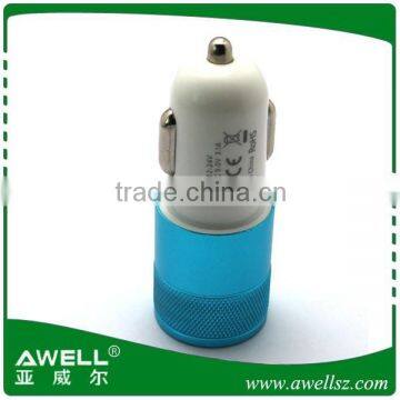 High Premium 2-Port USB Car Charger with Intelligent IC identify Technology for iPad, iPhone Samsung