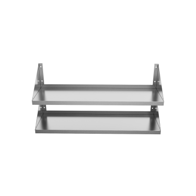 Prateleira para paredes de restaurantes e hotéis em aço inoxidável com opções de dimensionamento personalizado e guia de instalação gratuita