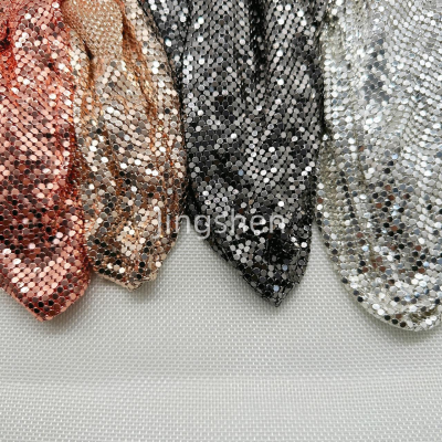 Flexible Plain-weave Aluminum Mesh Curtain Fabric, Woven Glittery Metallic Fabric Curtains photo-5