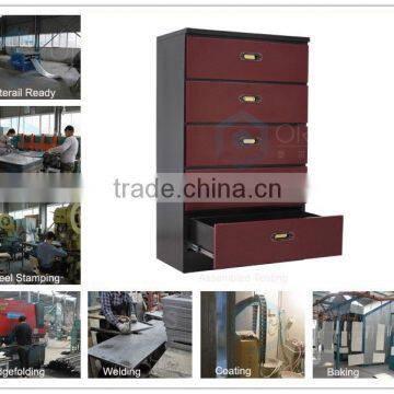 Custom-defined Livingroom Nightstand Elegant Cinese Red Steel Drawer Cabinet Half Height Storage Cabinet photo-4