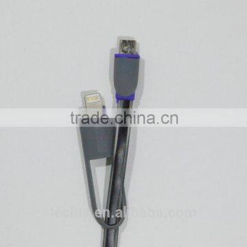 USB Charger Cable for Flat Cable With LED Light and Length 4FT With Pink Color photo-2