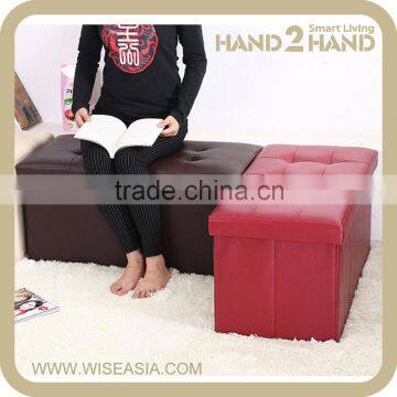 Ottoman Folding Cube Storage Box Footstool Rest Faux Leather