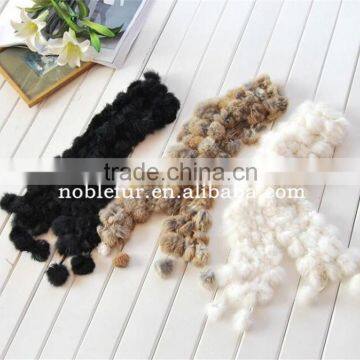 2015 new genuine rex rabbit fur pompon Womens Winter Scarves