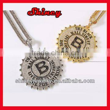 2014 fashion hiphop round pendant necklace