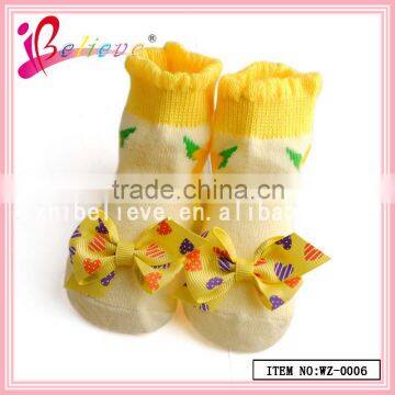 Bulk cotton socks nice baby socks with bow,wholesale custom socks