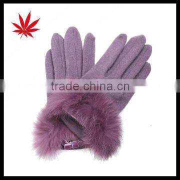 gril's fleece lined wool gloves hebei with fur