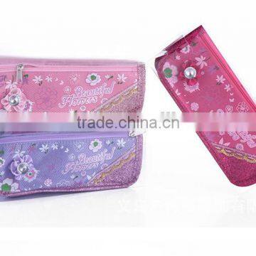 Lovely beautiful flower polyester pencil bag