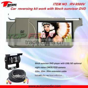 9 inch rearview car camera with sunvisor DVD monitor for bus/truck/vans