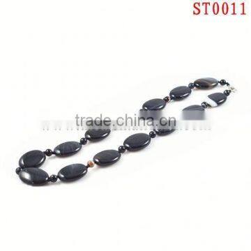 ST0011 Semi precious fashion style black natural watermelon onyx handmade necklace