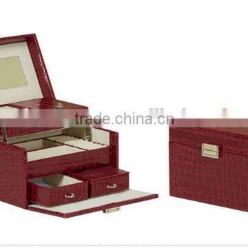 New Design Leather Jewelry Box Wholesale, portable leather box for jewelry box with handle,decorative gift box