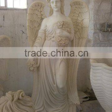 Natural hand carving large angel stone sculpture