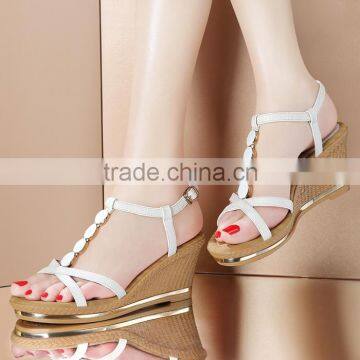 summer fashion design medium heel wedge heel lady sandals